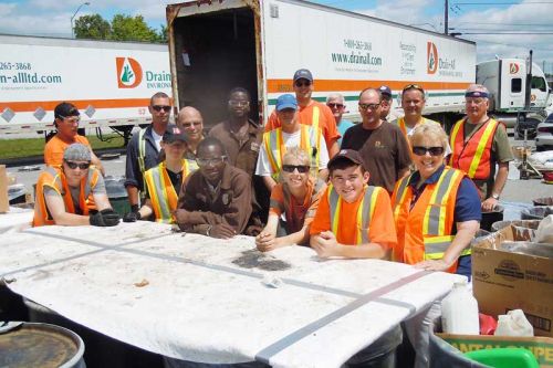 Drain All Ltd. staff along with council members, staff, and local volunteers from the Township of Central Frontenac, assisted residents at the township’s annual household hazardous waste drop off.